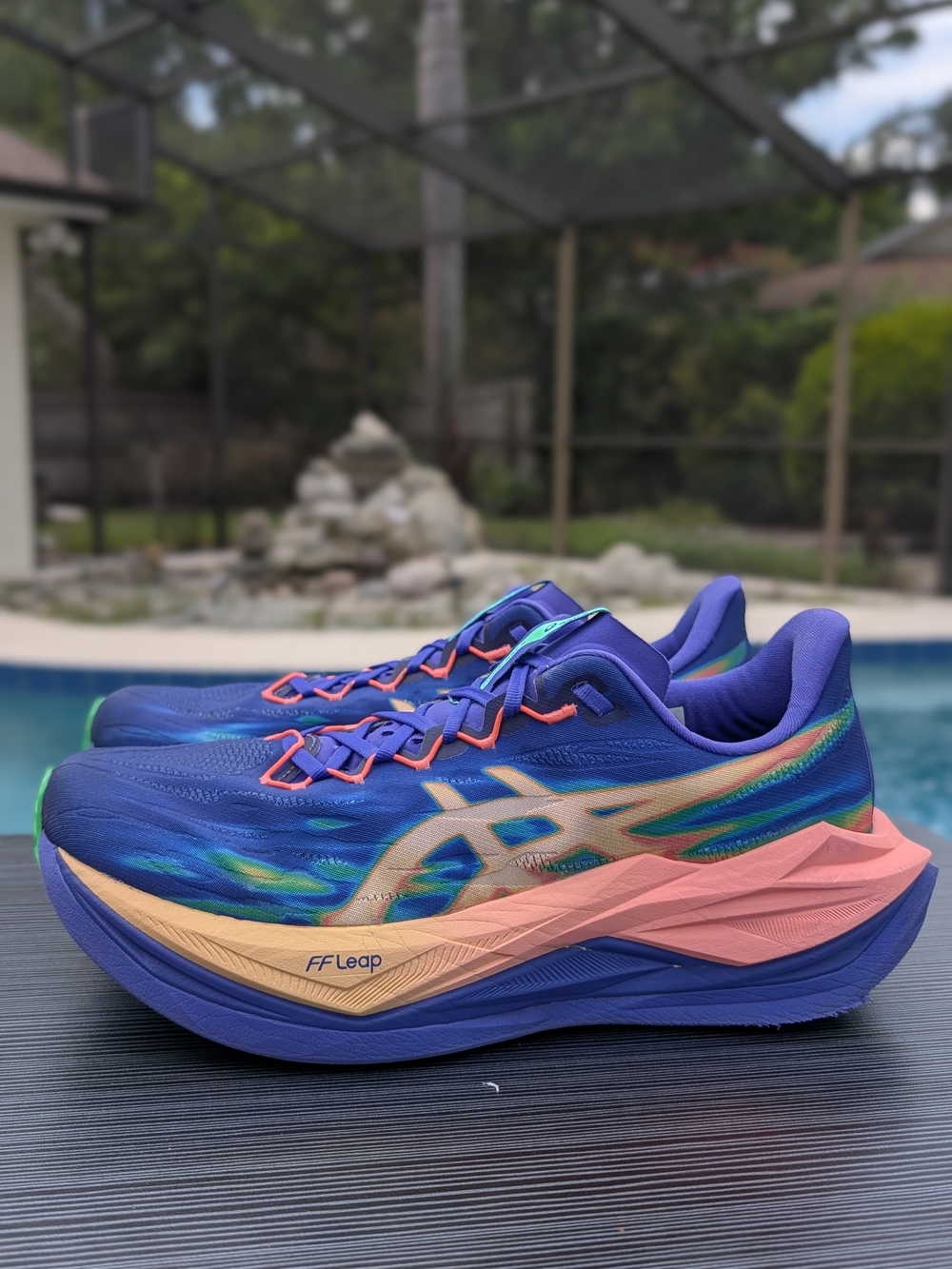 ASICS Superblast 3 Men's Running Shoes Blue Orange Green Size 11.5